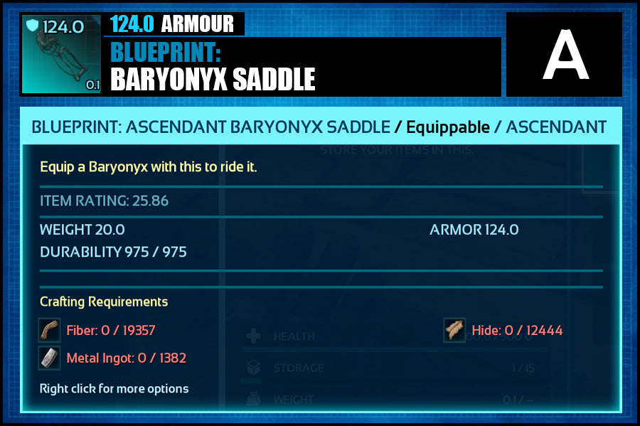 Blueprint: 124.0 Baryonyx Saddle