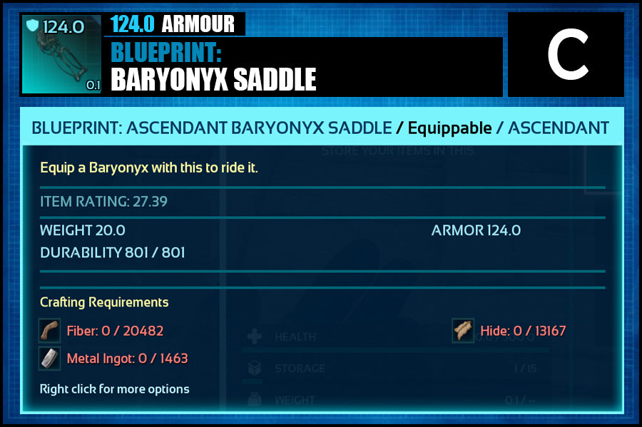 Blueprint: 124.0 Baryonyx Saddle