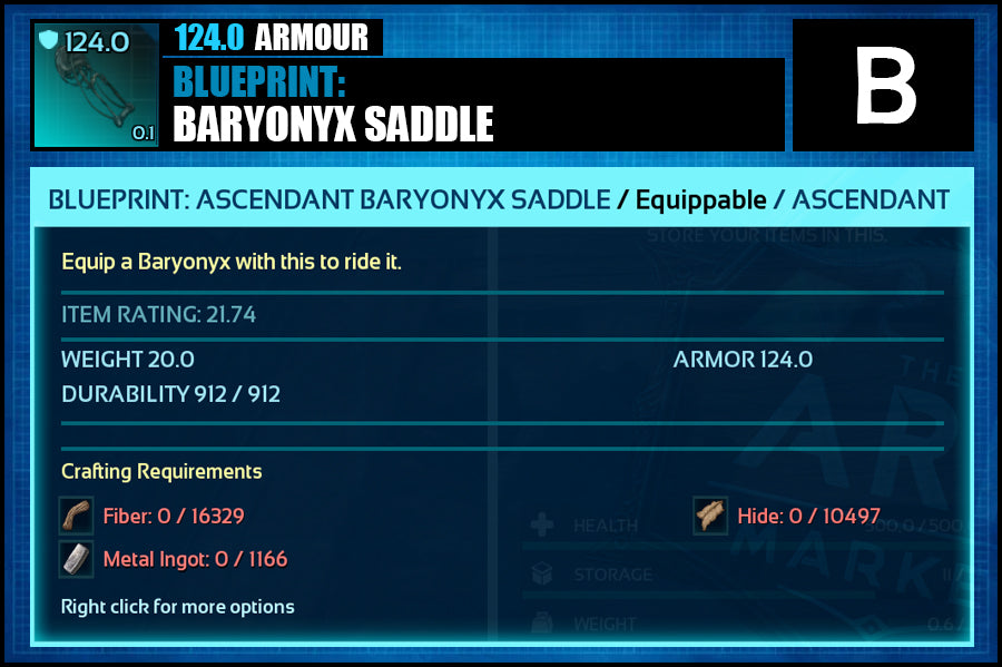 Blueprint: Baryonyx Saddle