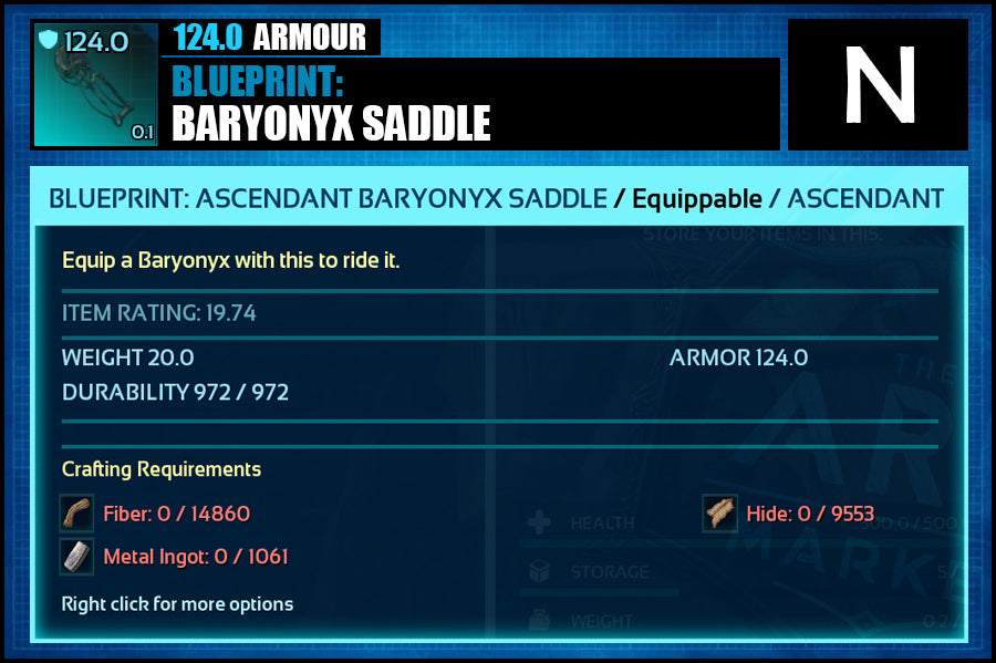 Blueprint: Baryonyx Saddle