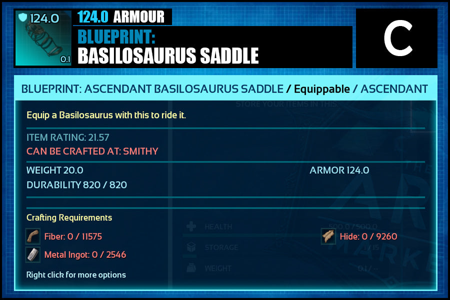 Blueprint: Basilosaurus Saddle - The Ark Market