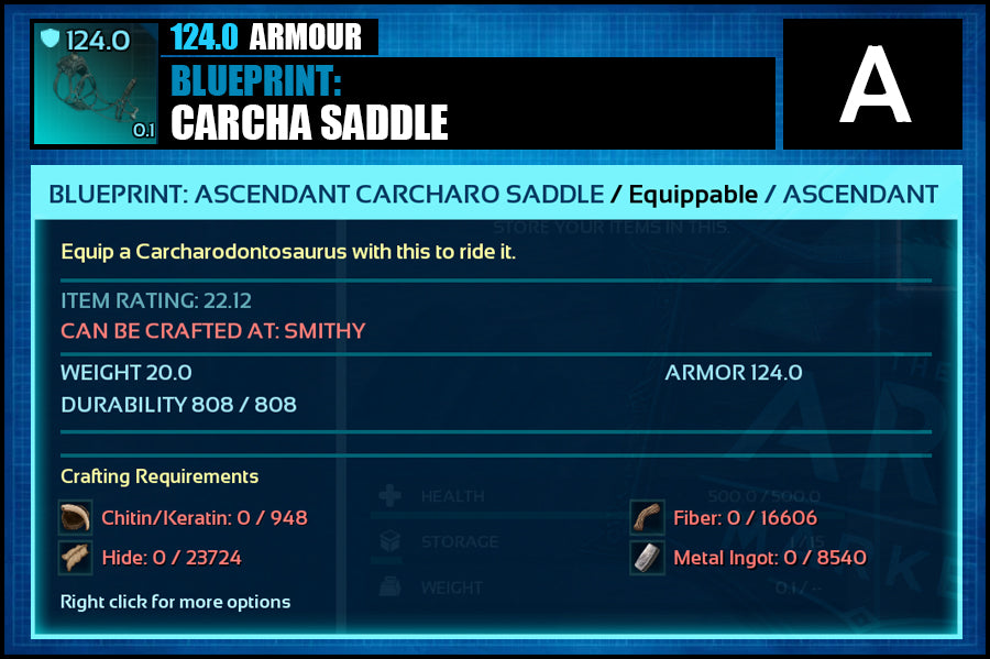 Blueprint: 124.0 Carcha Saddle