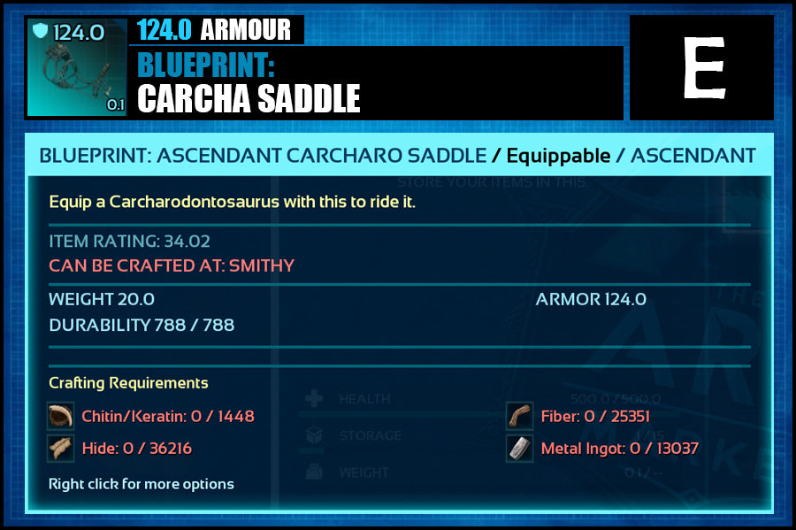 Blueprint: 124.0 Carcha Saddle