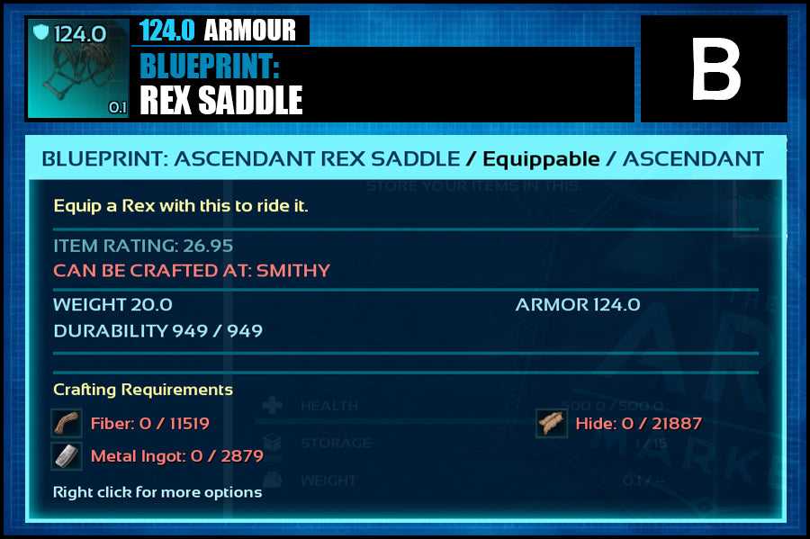 Blueprint: Rex Saddle - The Ark Market