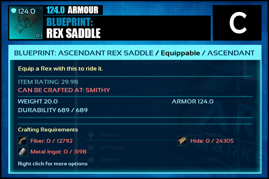 Blueprint: Rex Saddle - The Ark Market