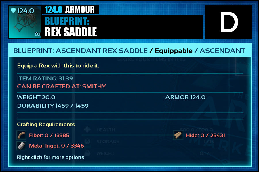Blueprint: Rex Saddle - The Ark Market