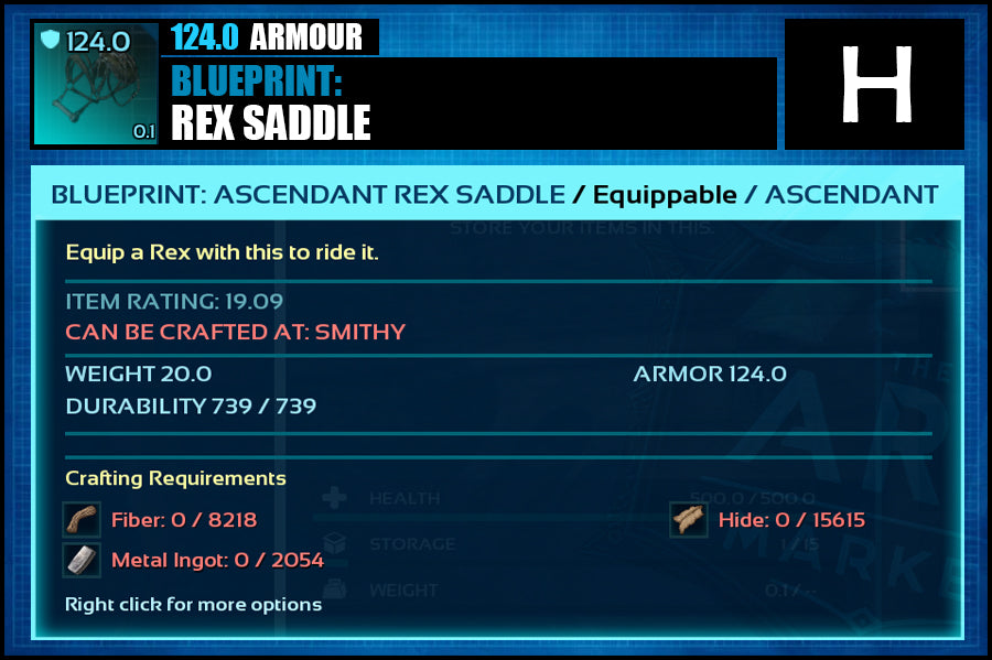 Blueprint: Rex Saddle - The Ark Market