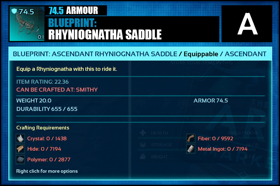 Blueprint: Rhyniognatha Saddle - The Ark Market
