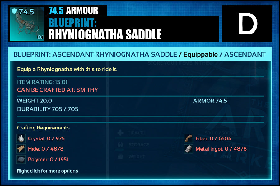 Blueprint: Rhyniognatha Saddle - The Ark Market