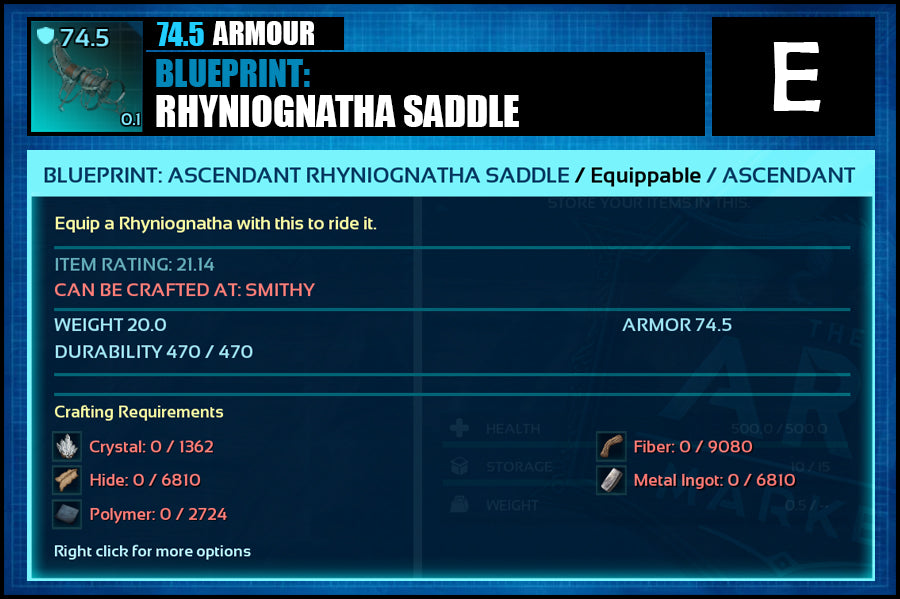 Blueprint: Rhyniognatha Saddle - The Ark Market