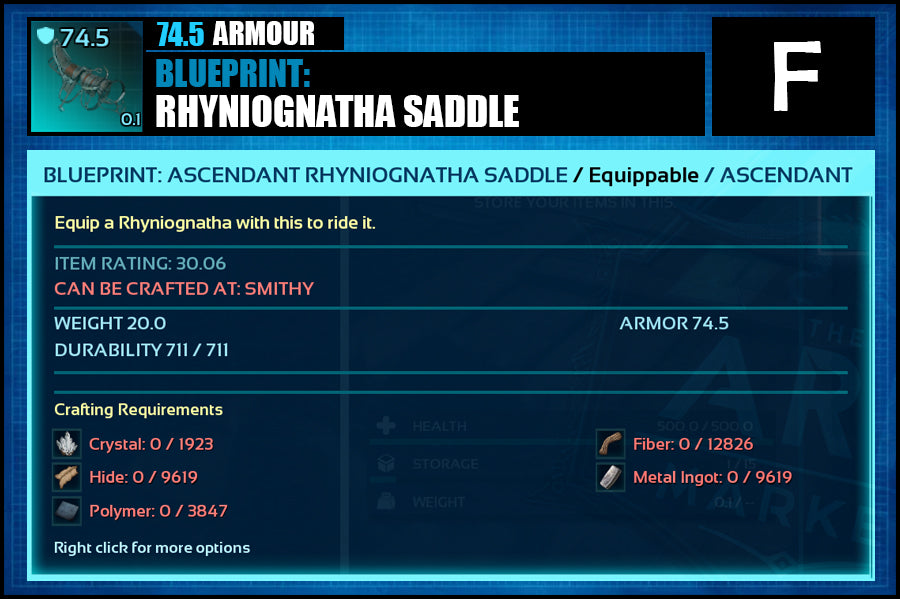 Blueprint: Rhyniognatha Saddle - The Ark Market