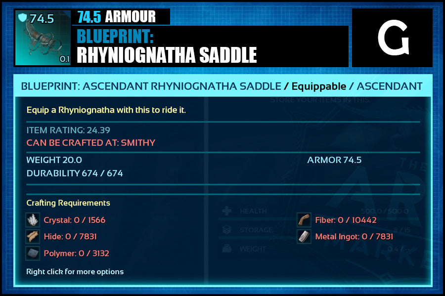 Blueprint: Rhyniognatha Saddle - The Ark Market