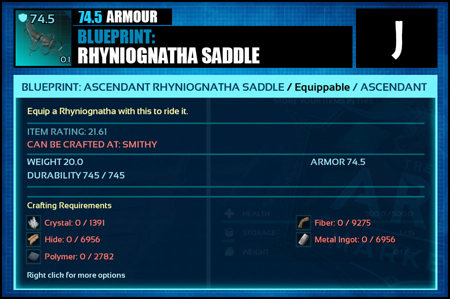 Blueprint: Rhyniognatha Saddle - The Ark Market