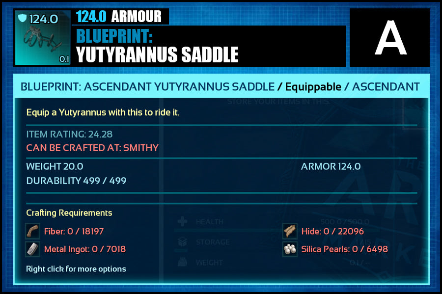 Blueprint: Yutyrannus Saddle - The Ark Market