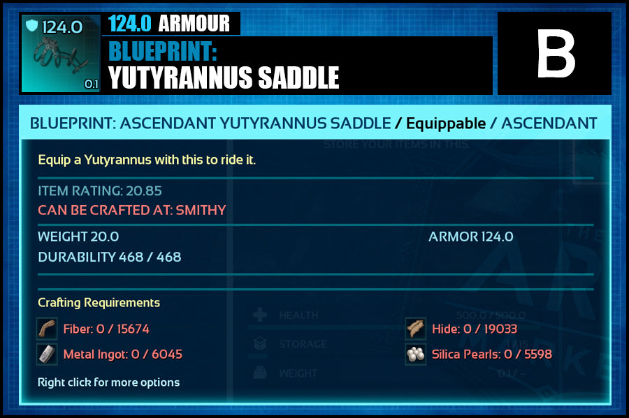 Blueprint: Yutyrannus Saddle