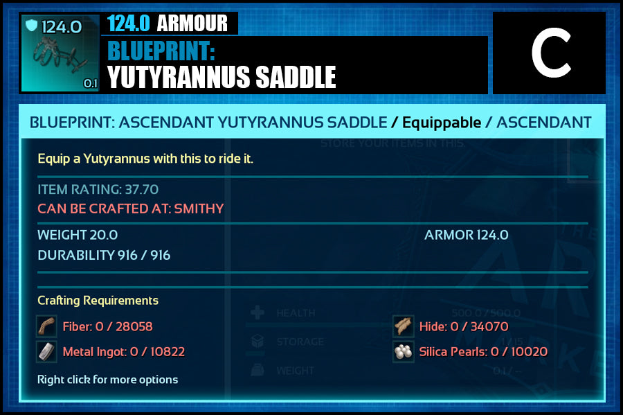 Blueprint: Yutyrannus Saddle - The Ark Market