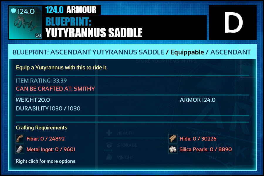Blueprint: Yutyrannus Saddle
