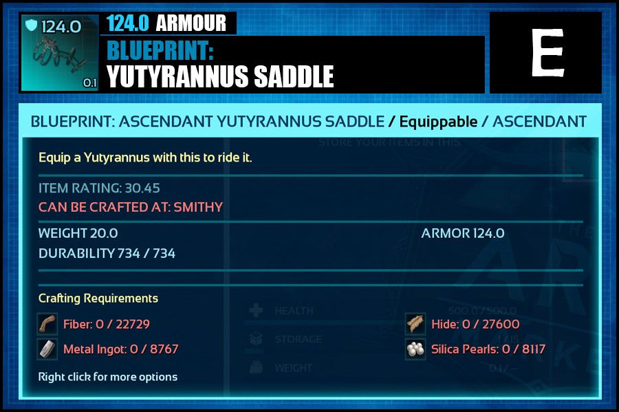 Blueprint: Yutyrannus Saddle