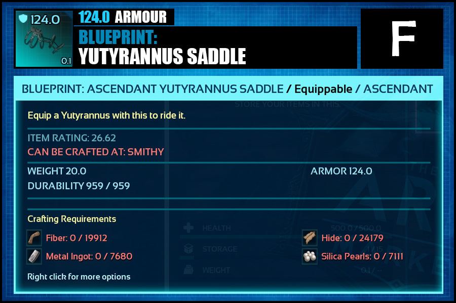 Blueprint: Yutyrannus Saddle