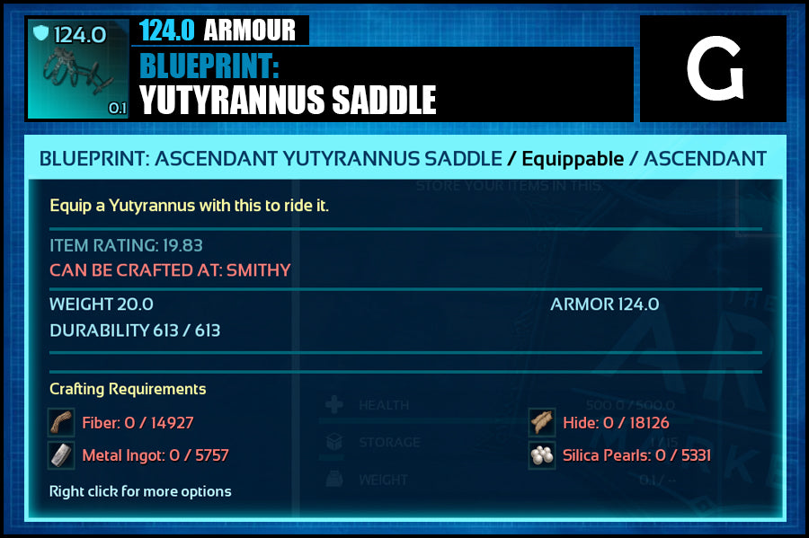 Blueprint: Yutyrannus Saddle