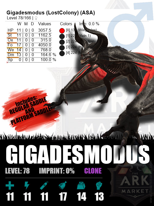 Gigadesmodus | Lvl78 | Includes Regular & Platform Saddle