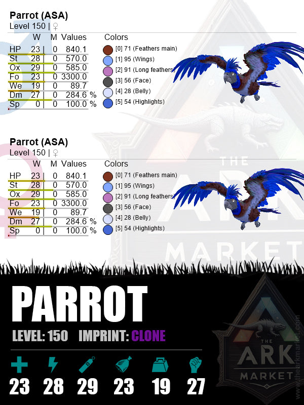 Parrot | Lvl150 | Female | Clone