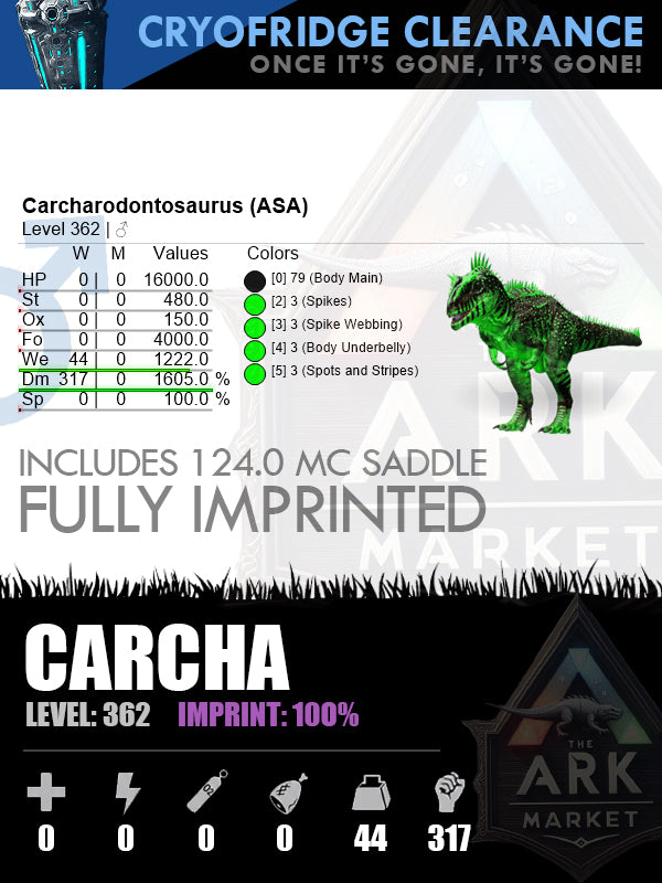 🔹Carcha | Lvl362 | DM317 | 100% Imprinted