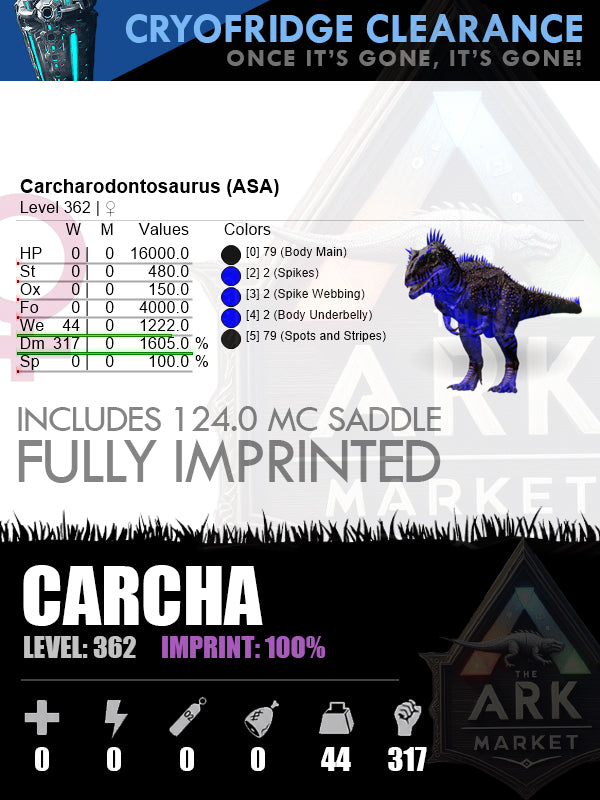 🔹Carcha | Lvl362 | DM317 | 100% Imprinted