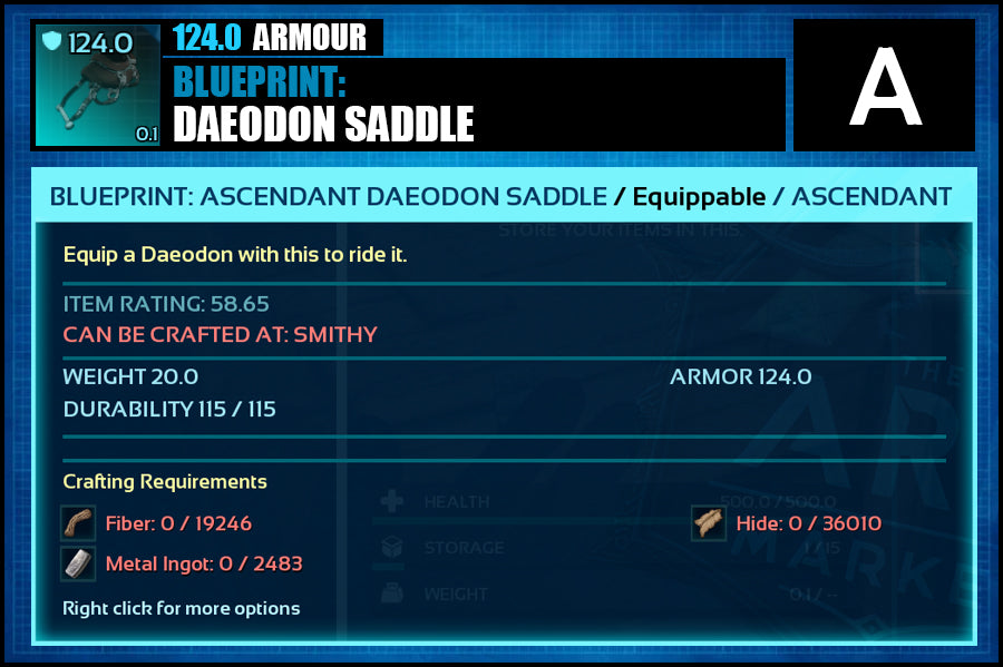Blueprint: Daeodon Saddle - The Ark Market