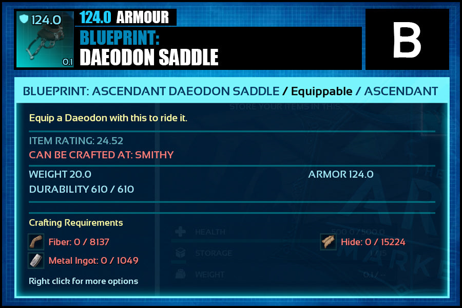 Blueprint: Daeodon Saddle - The Ark Market