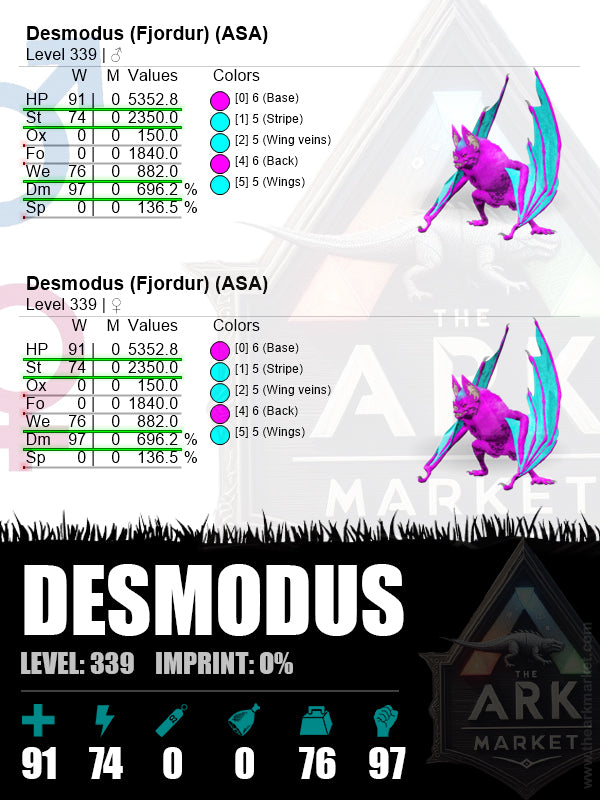Desmodus | Lvl339 | ZERO Oxygen & Food