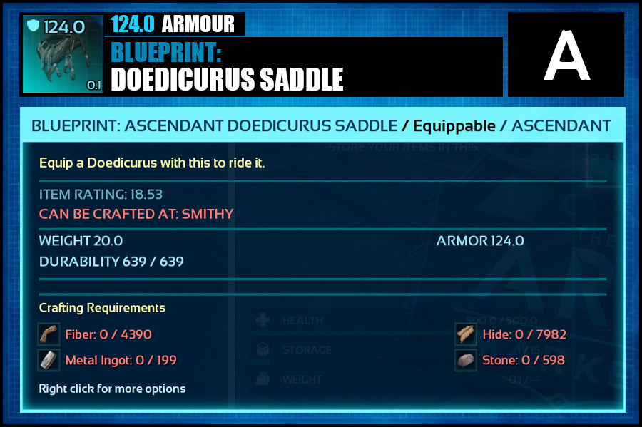 Blueprint: Doedicurus Saddle - The Ark Market