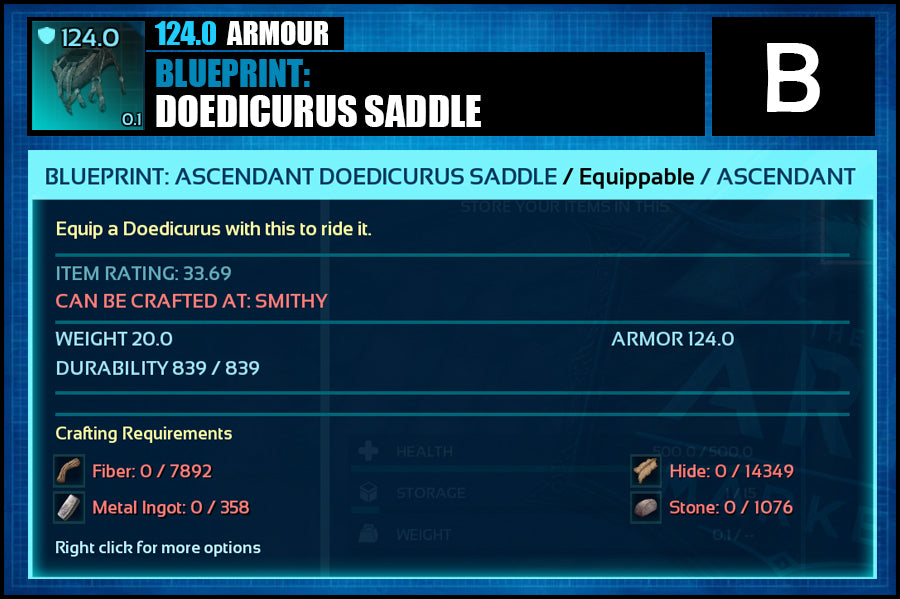 Blueprint: Doedicurus Saddle