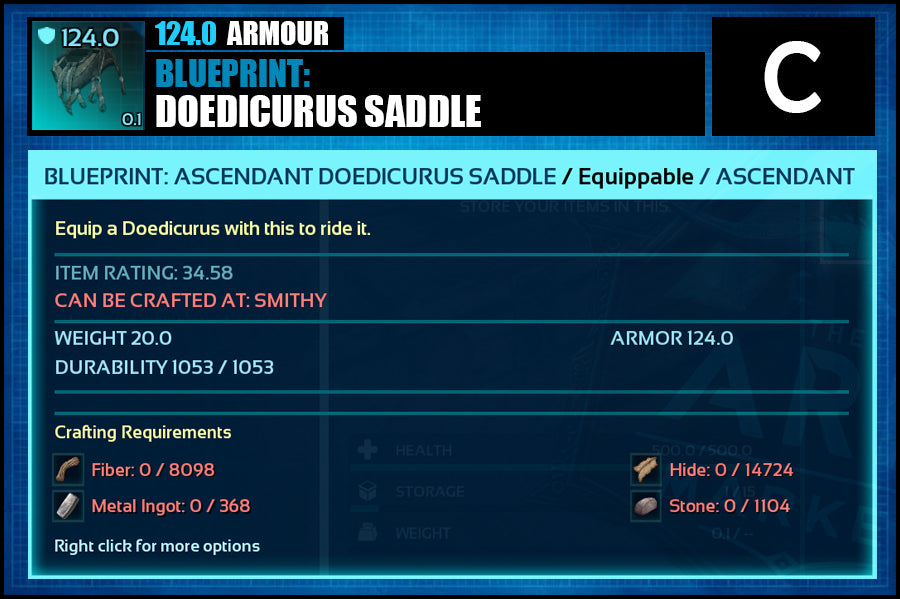 Blueprint: Doedicurus Saddle - The Ark Market