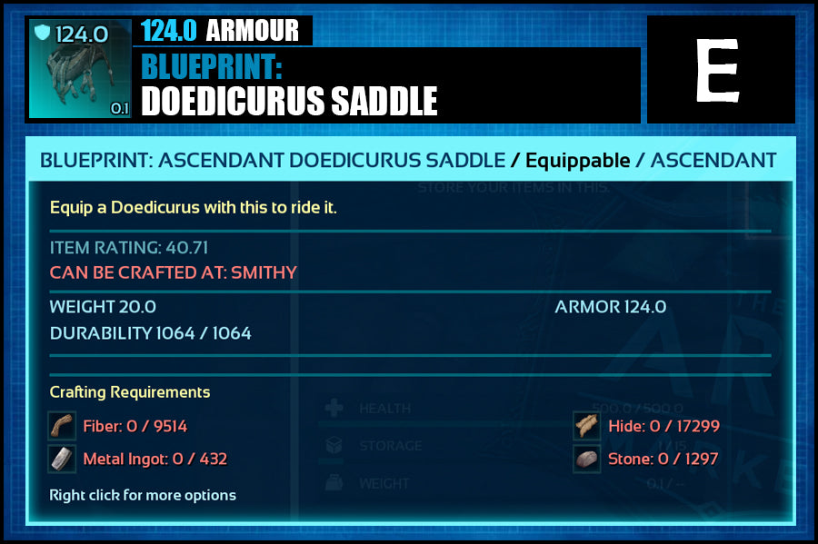 Blueprint: Doedicurus Saddle - The Ark Market