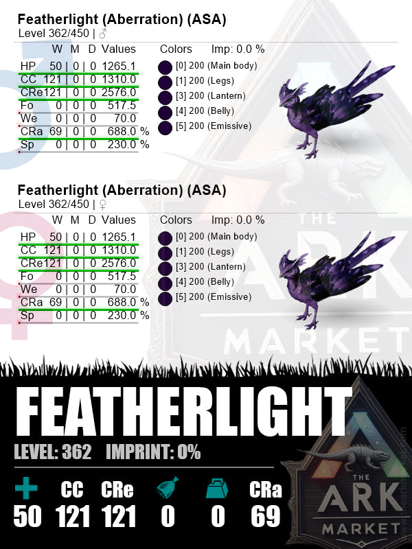 Featherlight | Level 362 | 1310 CC / 688% Range - The Ark Market