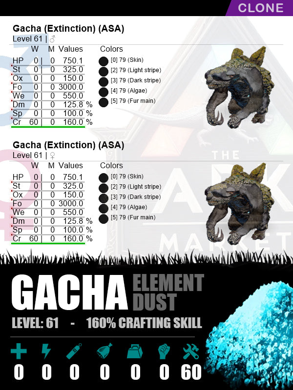 ⭐️Gacha | Level 61 | 160% Crafting Skill