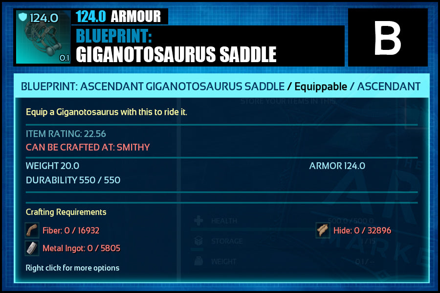 Blueprint: Giganotosaurus Saddle