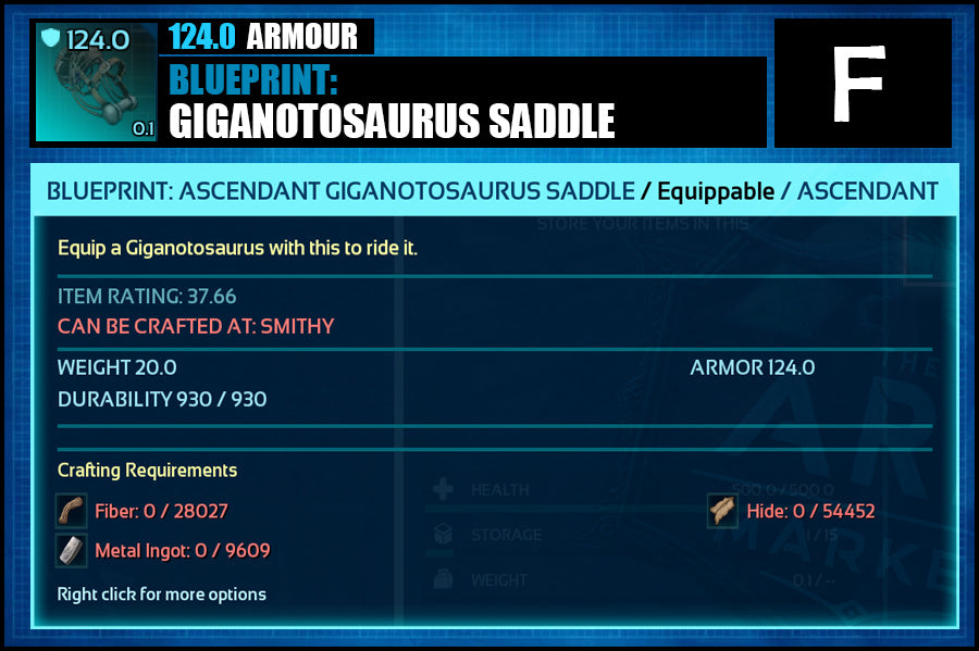 Blueprint: Giganotosaurus Saddle