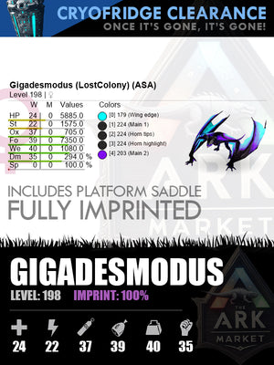 🔹Gigadesmodus | Lvl198 | 100% Imprinted - Includes Platform Saddle