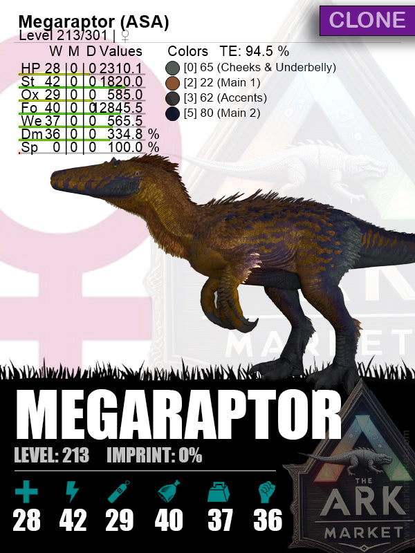 Megaraptor | Lvl213 (Clone) - The Ark Market