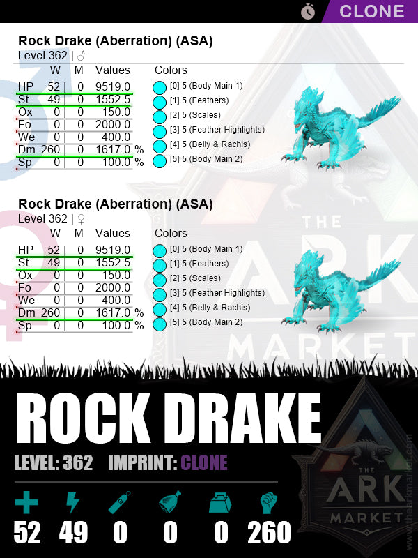 Rock Drake | Lvl 362 | HP: 9519 (52) / DM: 1617% (260)