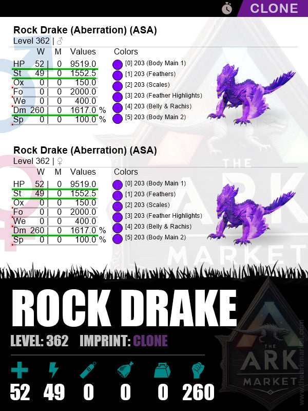 Rock Drake | Lvl 362 | HP: 9519 (52) / DM: 1617% (260)