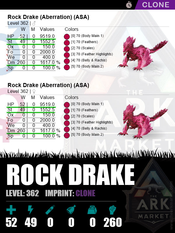 Rock Drake | Lvl 362 | HP: 9519 (52) / DM: 1617% (260)