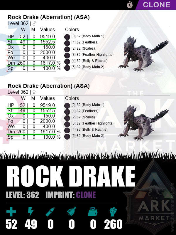 Rock Drake | Lvl 362 | HP: 9519 (52) / DM: 1617% (260)
