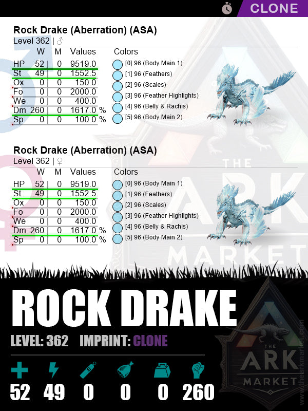 Rock Drake | Lvl 362 | HP: 9519 (52) / DM: 1617% (260)