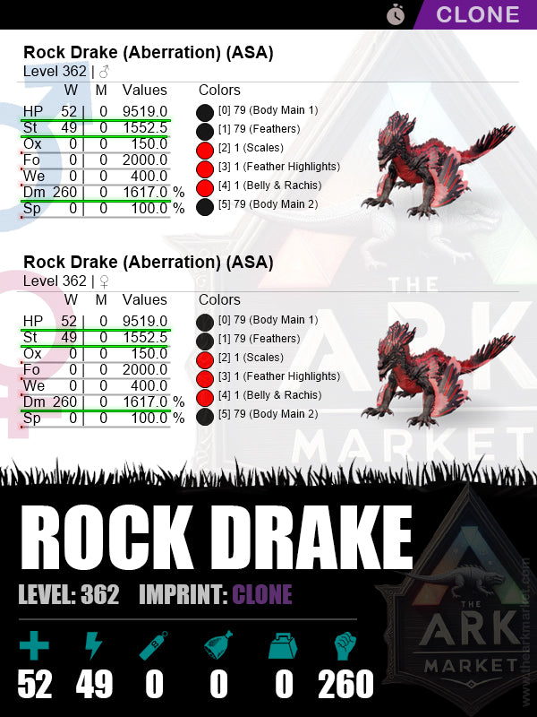 Rock Drake | Lvl 362 | HP: 9519 (52) / DM: 1617% (260)