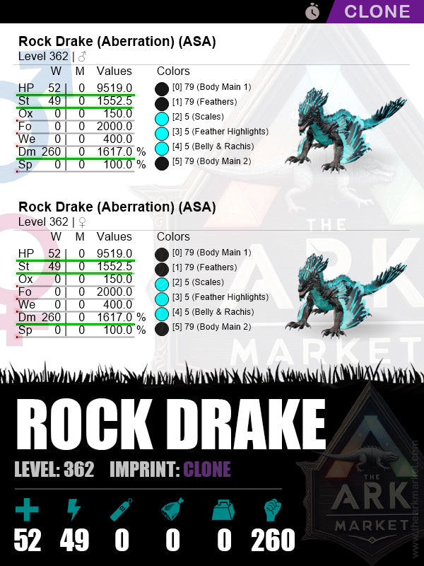 Rock Drake | Lvl 362 | HP: 9519 (52) / DM: 1617% (260)