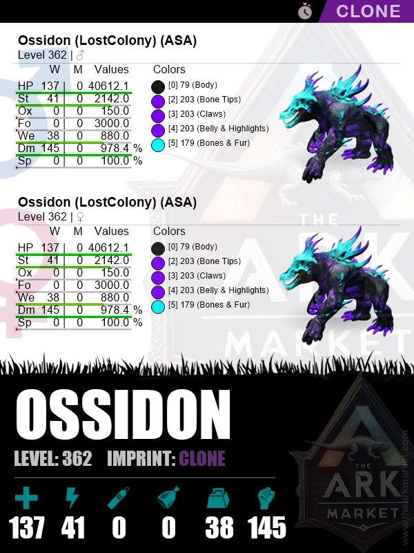 🔸Ossidon | Lvl 362 | HP: 40612.1 (137) / DM: 978.4% (145)