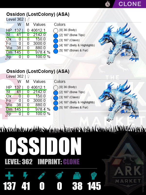 🔹Ossidon | Lvl 362 | HP: 40612.1 (137) / DM: 978.4% (145)